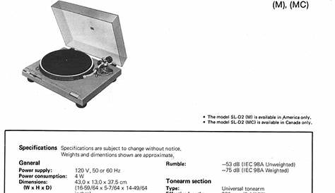 Technics SL-D2 Turntable , Service Manual | Turntable, Technics