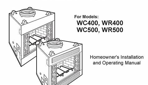 MONESSEN HEARTH WC400 HOMEOWNER'S INSTALLATION AND OPERATING MANUAL Pdf