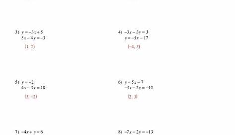 simple systems of equations worksheets