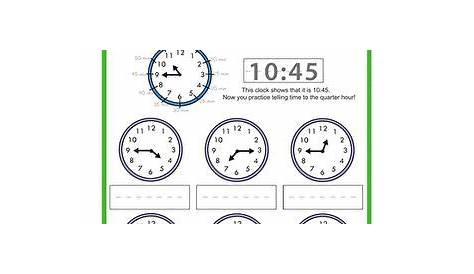 Telling Time to the Quarter Hour in 2020 | Time worksheets, First grade