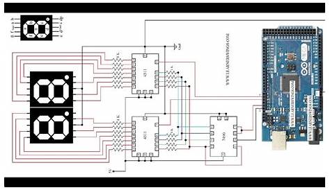 Circuit Diagram to Control 2 Seven Segment Displays using Arduino Mega