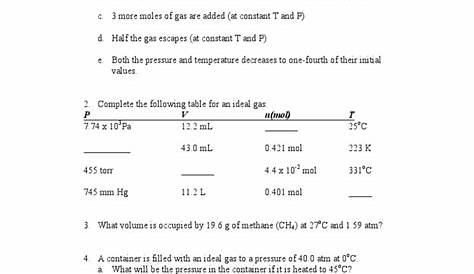 molar volume of gases worksheet