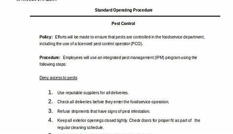 Standard Operating Procedures Manual Template Free