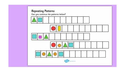 Repeating Pattern Worksheets (Shapes and Colours) - Repeating patterns