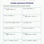 Writing Algebraic Expressions Worksheets