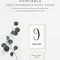 Printable Table Number Cards