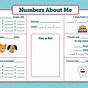 Numbers About Me Worksheets