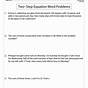 Two-step Equations Word Problems Worksheet Pdf
