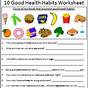 First Grade Health Worksheet