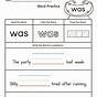 They Sight Word Worksheets