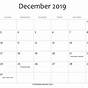 Calendar For December 2019