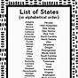 Printable 50 States List