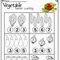 Easy Vegetable Number Count Worksheet