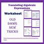 Translating Algebraic Expressions Worksheets