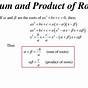 Sum And Product Of Roots Formula