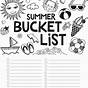 Summer Bucket List Worksheet For Kids