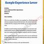 Sample Experience Letter From Employer