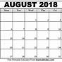 Printable Blank August Calendar