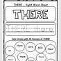 There Sight Word Worksheets