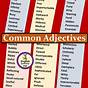 Printable List Of Adjectives