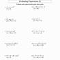 Evaluate Algebraic Expressions Worksheets