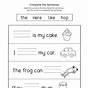 Kindergarten Sentences Worksheet