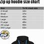 Zip Up Hoodie Size Chart