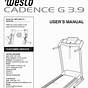 Weslo Treadmill Cadence G 5.9 User Manual