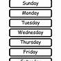 Days Of The Week Printable For Kids