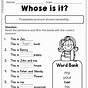 First Grade Posessive Pronoun Worksheet