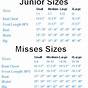 Women's Junior Size Chart