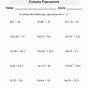 Evaluating Expressions Worksheet 6th Grade
