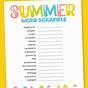 Summer Days Word Scramble