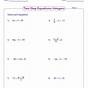 2 Step Algebraic Equations Worksheets