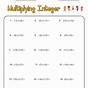 Multiply Integers Worksheets