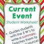 Current Event Worksheet 6th Grade