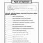 Facts Vs Opinion Worksheet