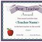 Printable Awards For Teachers