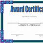 Perfect Attendance Certificate Editable Free