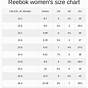 Womens Reebok Size Chart
