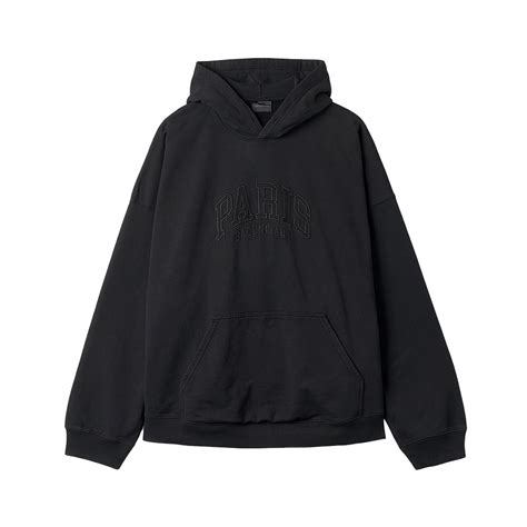 Balenciaga Paris Logo Cotton Hoodie Black – voilà.id
