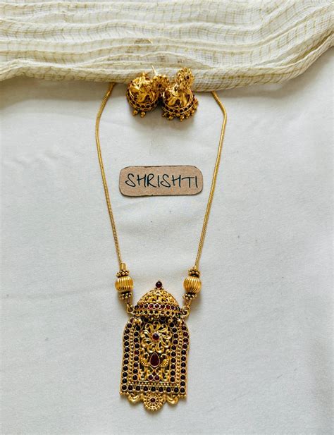 temple mala ruby – Shrishti Jewels