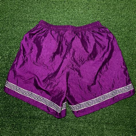 Vintage Umbro Nylon Shorts Soccer Texture Purple USA Adult Mens Large