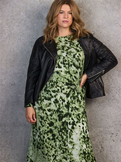 Buy Live Unlimited Green Animal Abstract Print Ruched Jersey Dress from ...