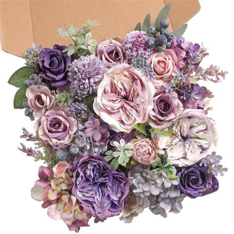 HIMIFOLO Artificial Flowers Austin Roses 25pcs Silk Fake Flowers For