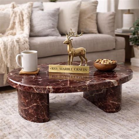 Buy Rosso Levanto Oval Shape Coffee Table With Base Legs | Luxury ...