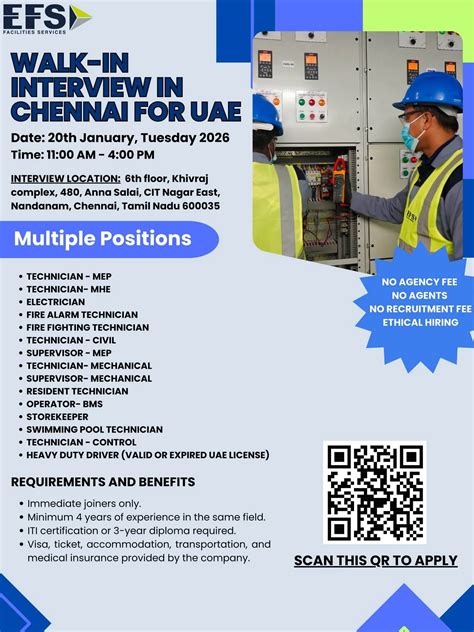 EFS Facilities Services Walk-In Interview in Chennai for UAE Jobs - Jan ...