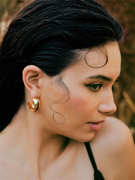 Gold Plated Black Handcrafted Alloy Enamel Hoop Earrings