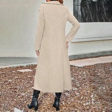 Women's Wool Blend Coat, Double Breasted Lapel Trench Coat, Slim Fit ...