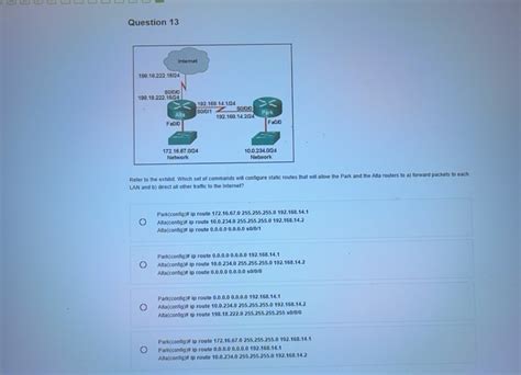 Solved: Refer to the exhibit. Which set of commands will configure ...